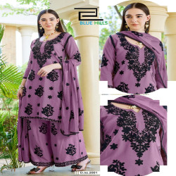 Women's Embroidered Rayon Palazzo Suit Set with Nazneen Dupatta